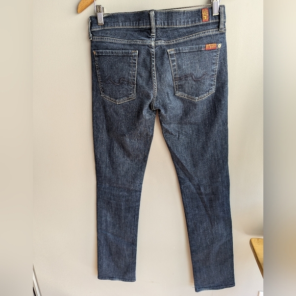 7 For All Mankind Straight Leg Women's Size 27 Dark Wash Denim Office Carrier - Picture 2 of 8